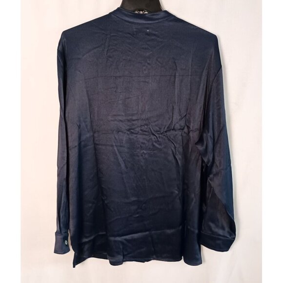 DONNI Satiny Mandarin Collar Button Down Shirt Size XS $249 Retail - Picture 4 of 8